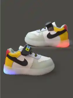 FEETWELL SHOES Kids Colourblocked Round Toe LED Sneakers
