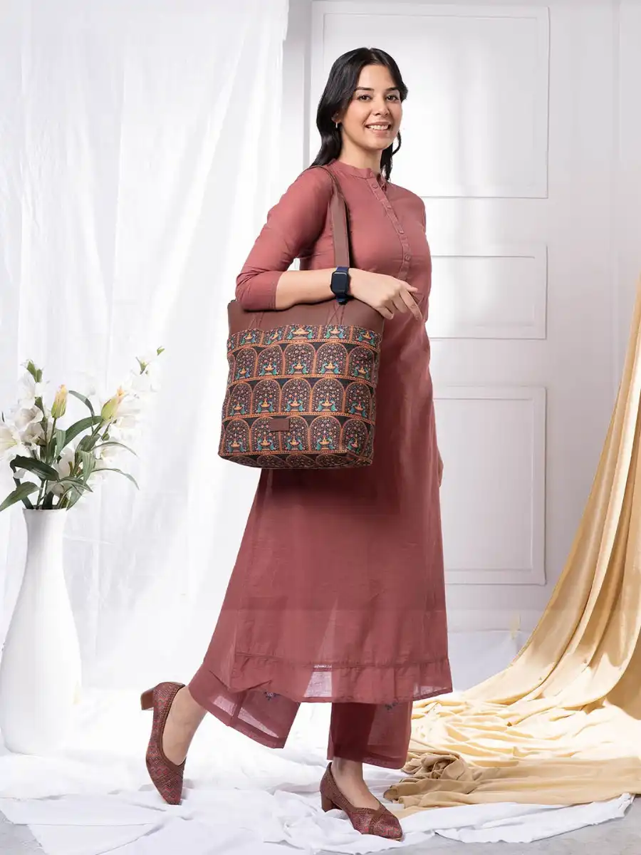ZOUK Ethnic Motifs Printed Shopper Tote Bag