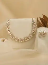 Gold Plated Stones Studded & Beaded Necklace