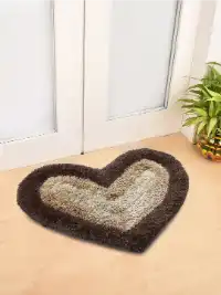 FABINALIV Brown & Beige Heart Shaped Anti-Skid Doormat