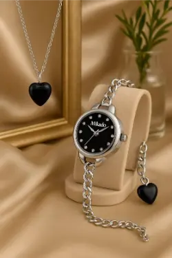 Girls Black Combination Bracelet Analog Watch