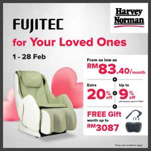 Extra 20% Off Massage Chairs & Free Gifts In Harvey Norman Kuala Lumpur,Labuan,Putrajaya,Johor,Kedah,Kelantan,Malacca,Negeri Sembilan,Pahang,Penang,Perak,Perlis,Sabah,Sarawak,Selangor,Terengganu