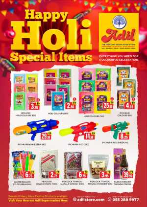 Holi Festival Offers & Special Items In Al Adil Supermarket Dubai,Abu Dhabi,Sharjah / Ajman