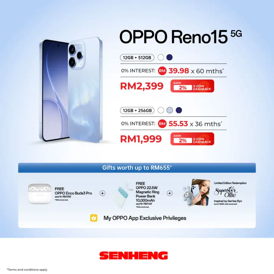 Get the OPPO Reno15 Pro 5G with Free Gifts worth RM885