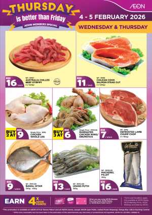 Fresh Grocery & Meat Mid-Week Deals Feb 2026 In Aeon Kuala Lumpur,Labuan,Putrajaya,Johor,Kedah,Kelantan,Malacca,Negeri Sembilan,Pahang,Penang,Perak,Perlis,Sabah,Sarawak,Selangor,Terengganu