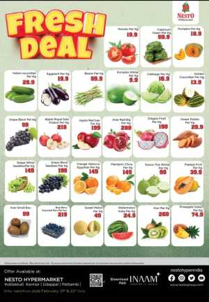 Fresh Vegetable & Fruit Offers In Nesto Hypermarket Calicut,Malappuram,Palakkad