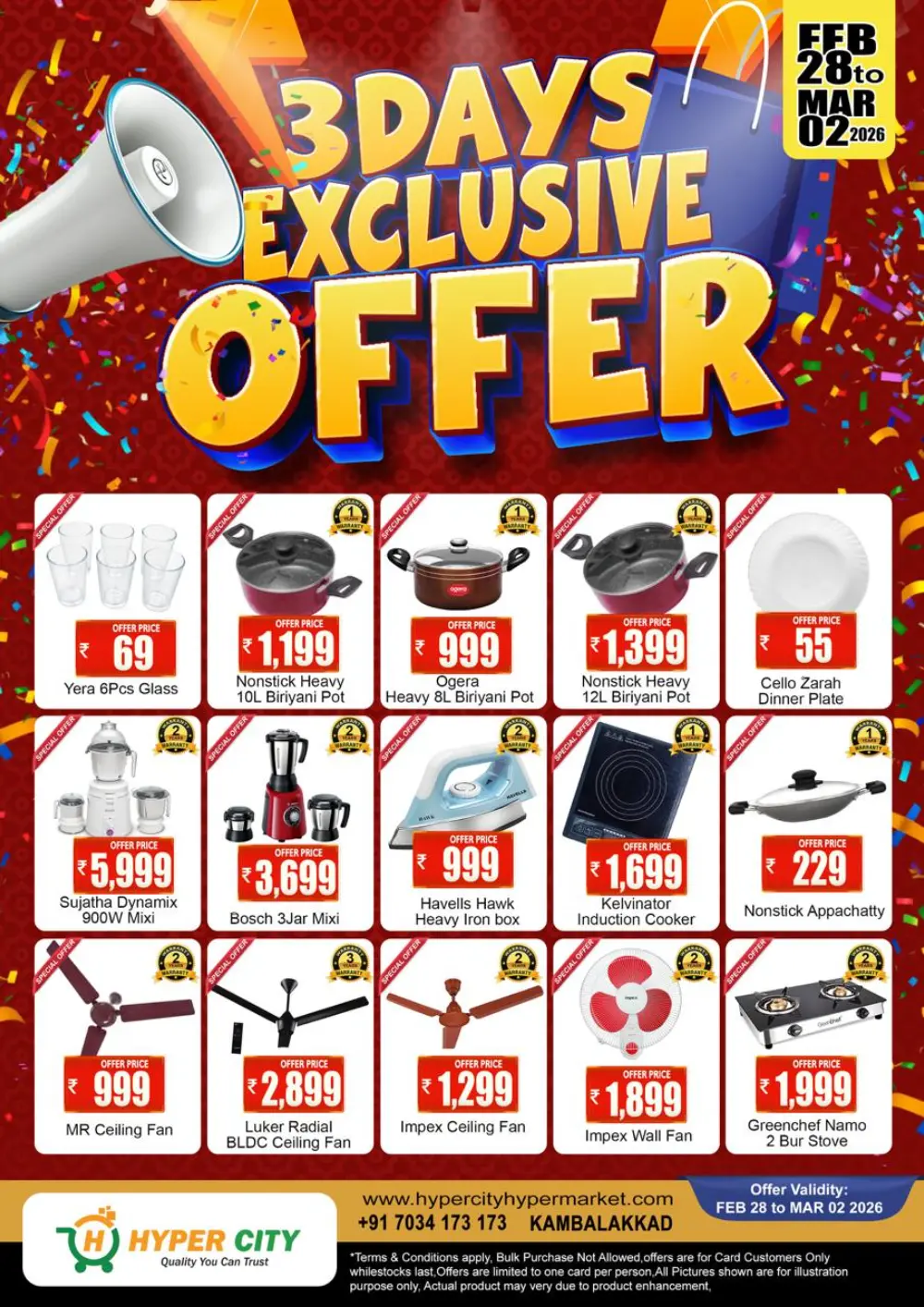 3-Day Exclusive Offer at Hyper City Kambalakkad | Valid till Mar 02