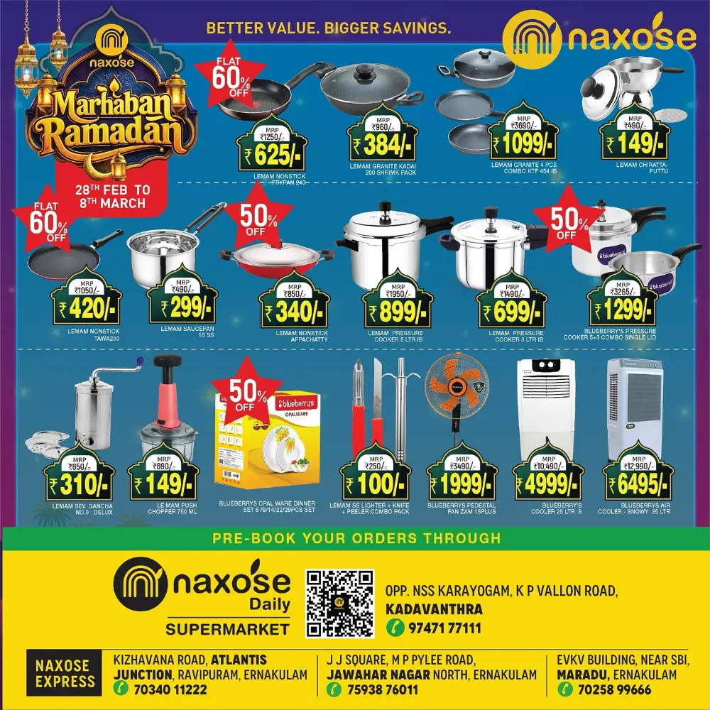Naxose Ramadan Offers Kadavanthra | Valid till 8th March
