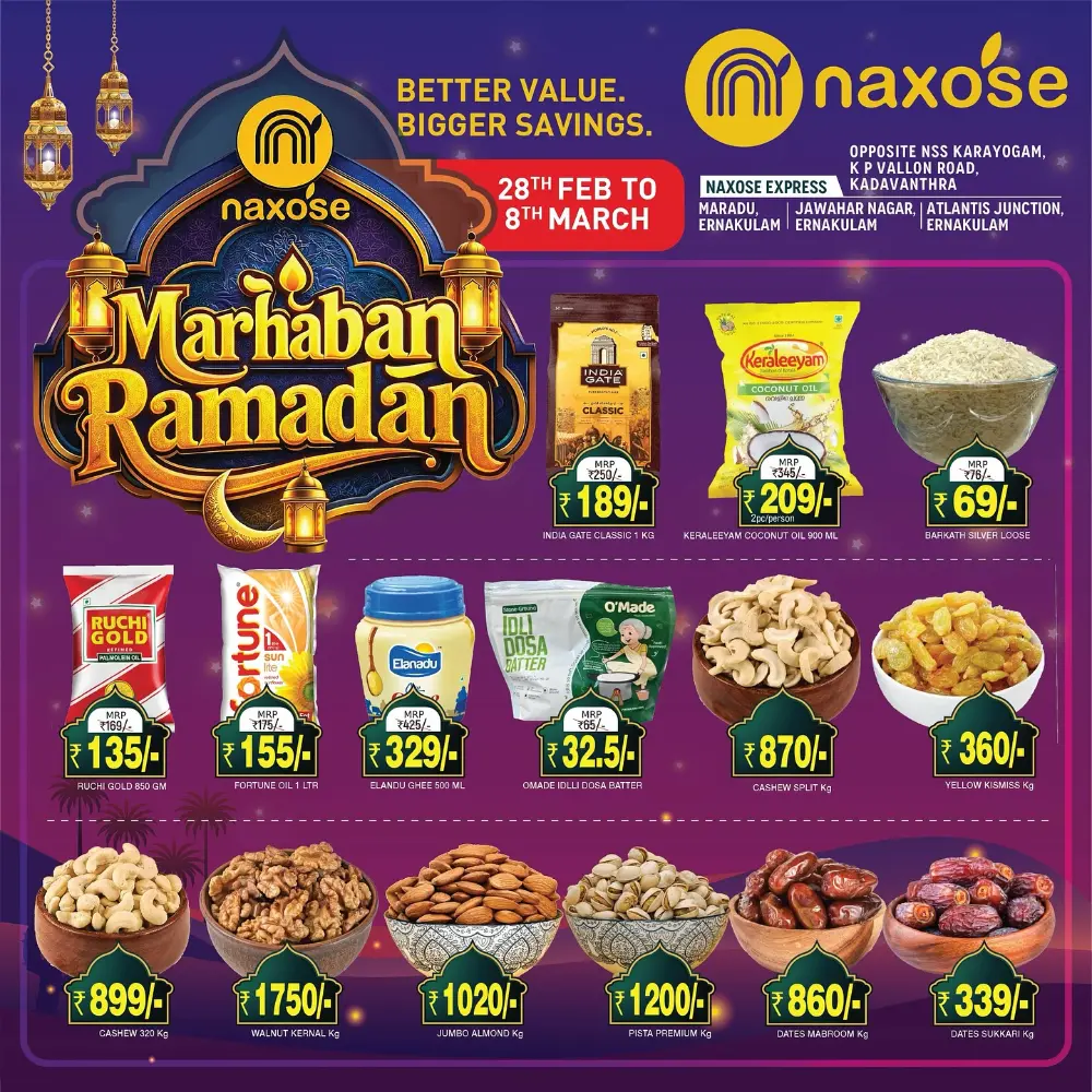 Naxose Ramadan Offers Kadavanthra | Valid till 8th March