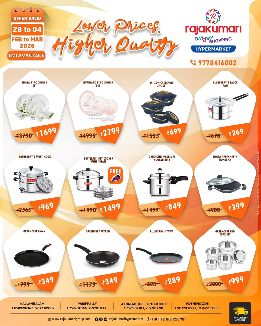 Kitchenware Sale: Rajakumari Hypermarket Offer