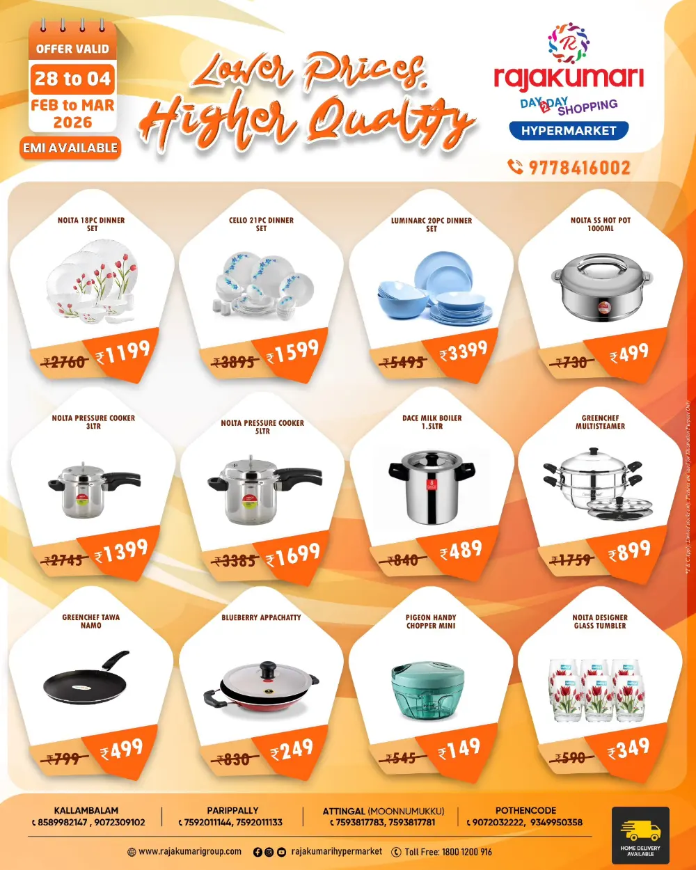 Kitchenware Sale: Rajakumari Hypermarket Offer