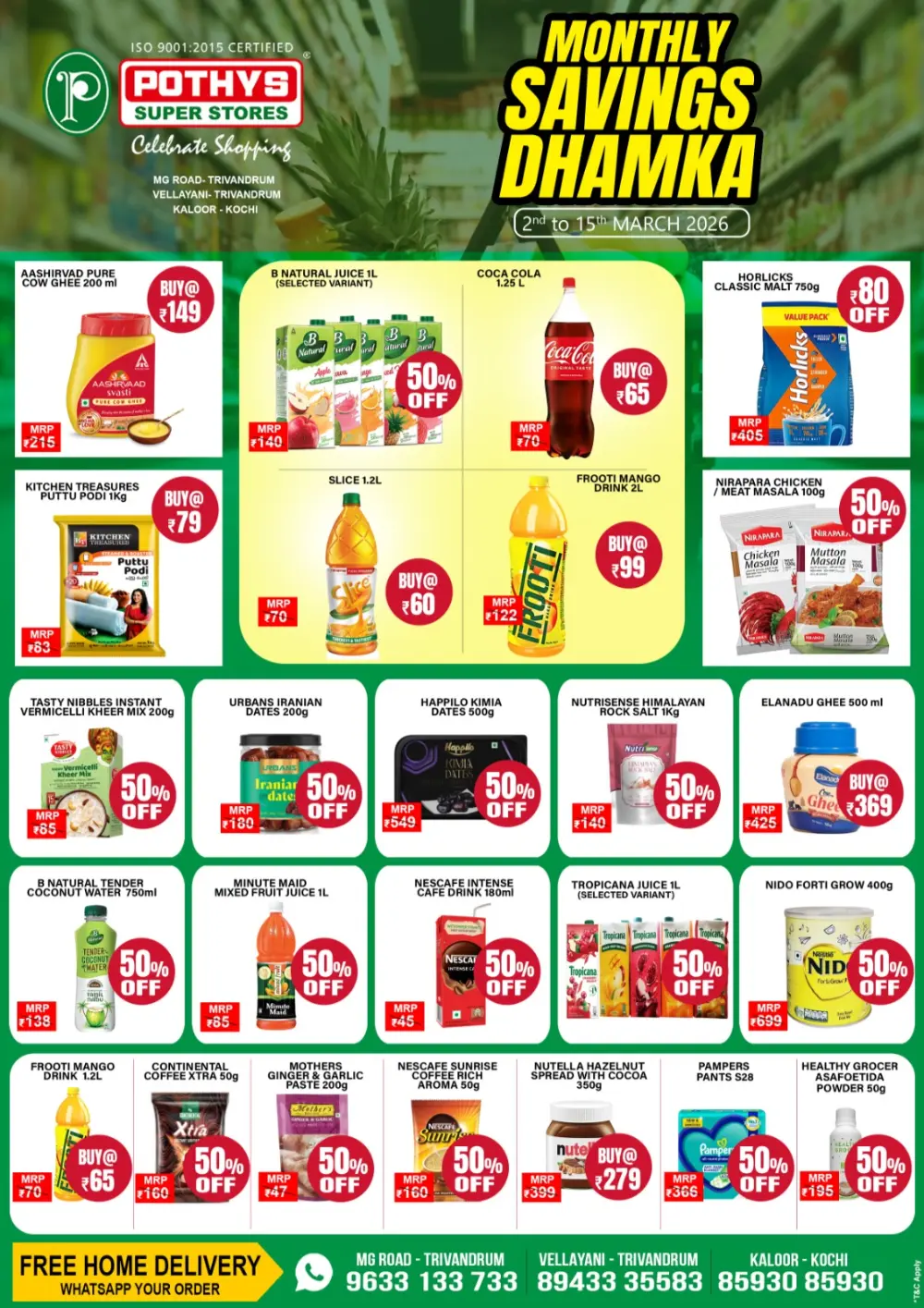 Monthly Savings Dhamka | Pothys Super Stores - Trivandrum & Kochi | Valid till 15th March