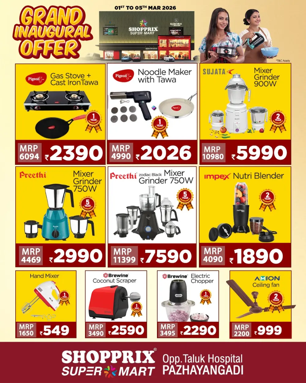 Grand Inaugural Offer | Shopprix Super Mart Pazhayangadi | Valid till 05 Mar 2026