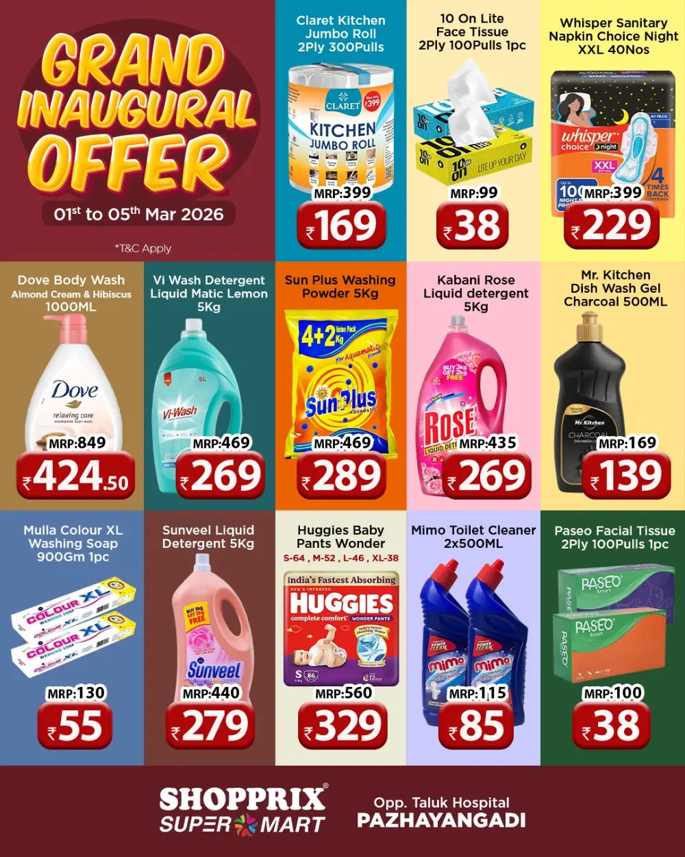 Grand Inaugural Offer | Shopprix Super Mart Pazhayangadi | Valid till 05 Mar 2026