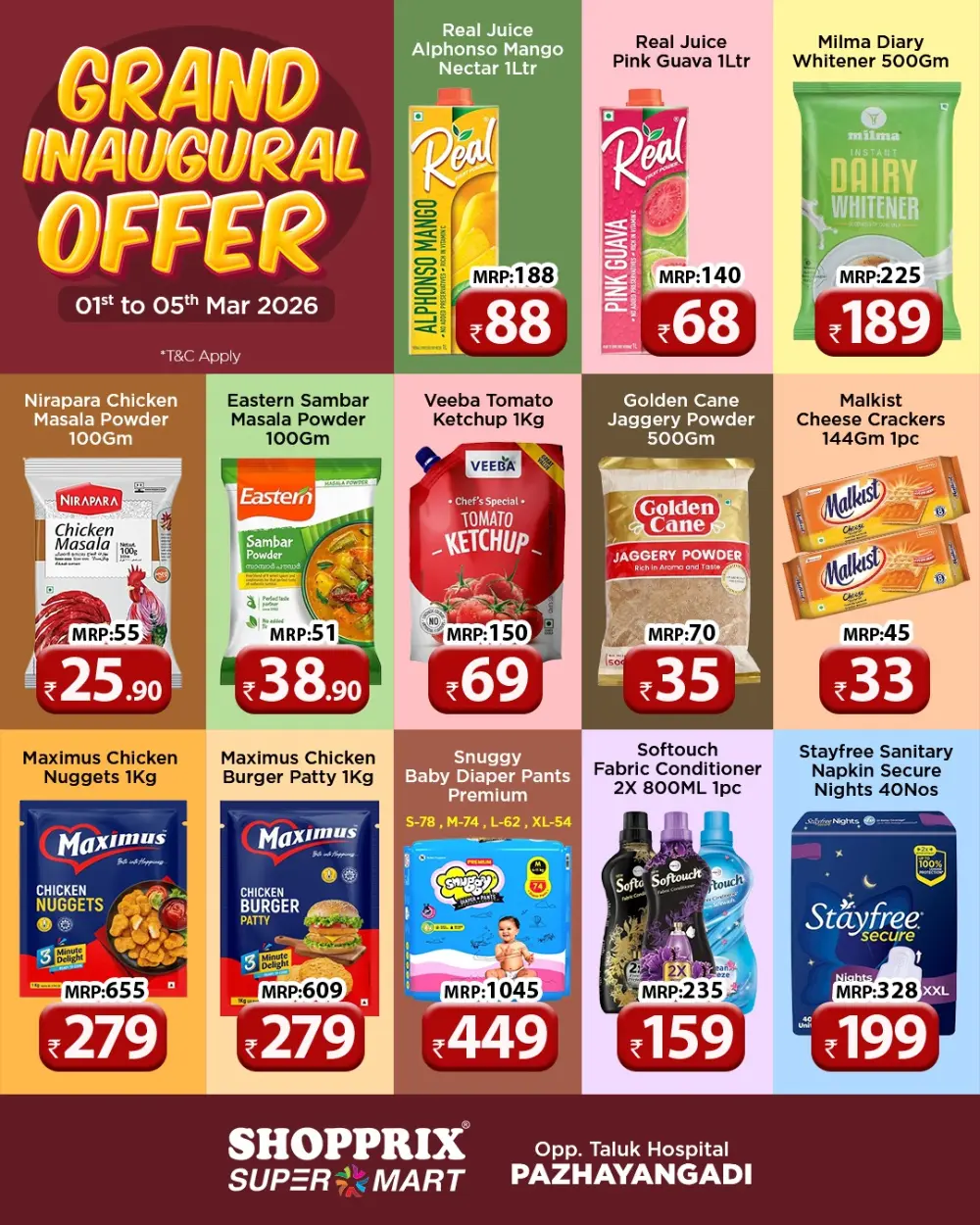 Grand Inaugural Offer | Shopprix Super Mart Pazhayangadi | Valid till 05 Mar 2026