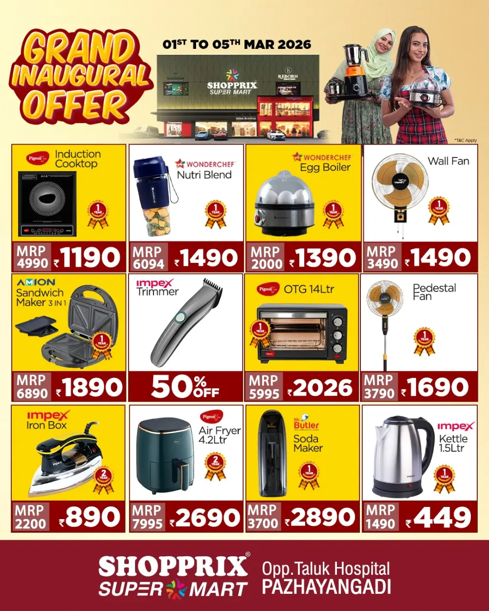 Grand Inaugural Offer | Shopprix Super Mart Pazhayangadi | Valid till 05 Mar 2026