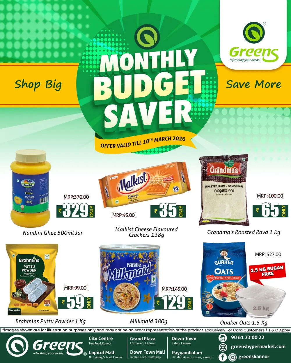Greens Monthly Budget Saver | Kannur & Thalassery | Valid Till 10th March