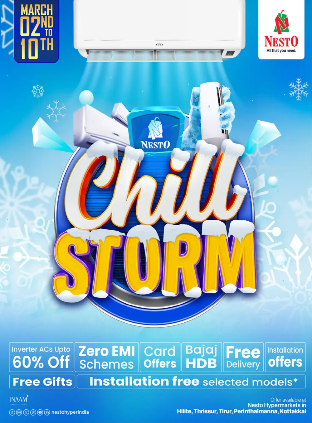 Nesto Chill Storm: Up to 60% Off AC Sale | Calicut & Thrissur | Ends Mar 10