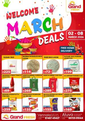 March Deals: Grand Fresh Vennala & Aluva | Offers Valid Till 08 March 2026 In Grand Hypermarket Ernakulam