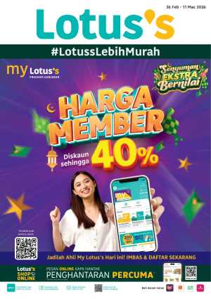 Lotus's Malaysia Member Sale 40% Off Ends 11 Mar 2026 In Lotus's Kuala Lumpur,Labuan,Putrajaya,Johor,Kedah,Kelantan,Malacca,Negeri Sembilan,Pahang,Penang,Perak,Perlis,Sabah,Sarawak,Selangor,Terengganu