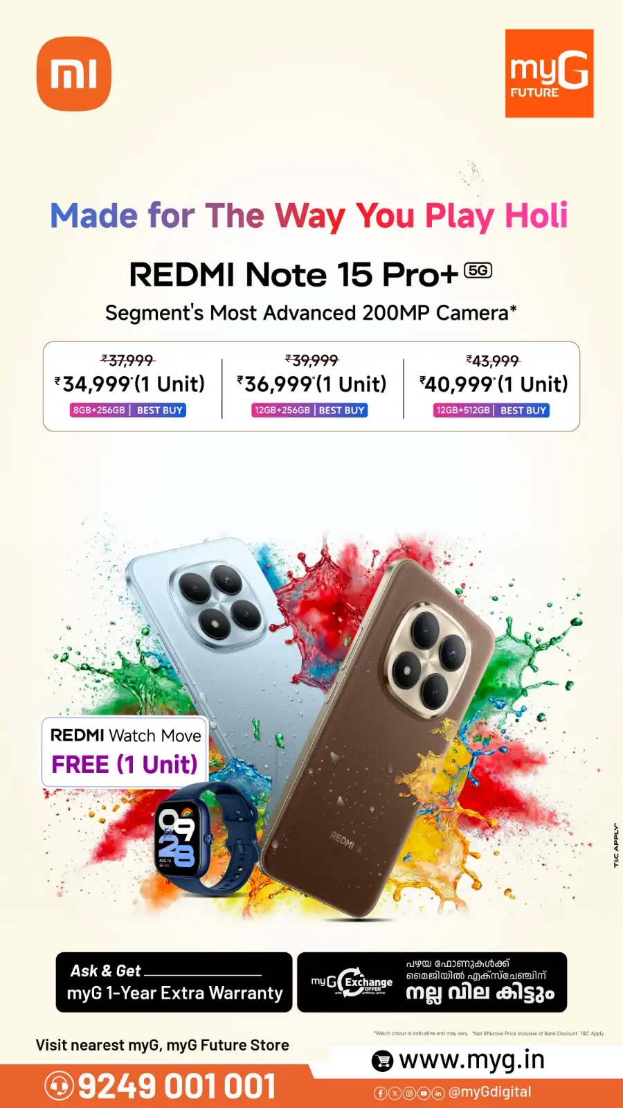 Redmi Note 15 Holi Offer | myG Future Kochi | Ends March 8