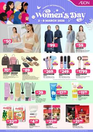 Women's Day Offers 2026 | AEON Retail Malaysia | Ends 8 March In Aeon Kuala Lumpur,Labuan,Putrajaya,Johor,Kedah,Kelantan,Malacca,Negeri Sembilan,Pahang,Penang,Perak,Perlis,Sabah,Sarawak,Selangor,Terengganu