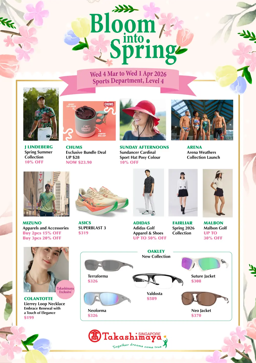 Bloom into Spring Sale | Takashimaya Singapore Sports Dept | Ends 1 Apr