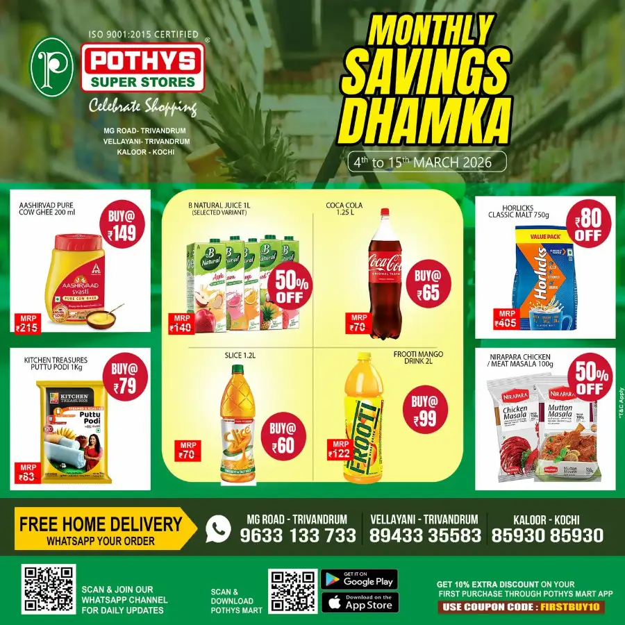 Monthly Savings Dhamka | Pothys Super Stores Trivandrum & Kochi | Ends 15th March