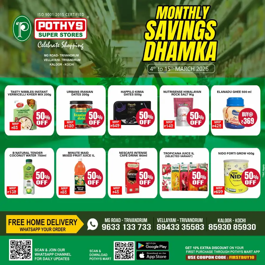 Monthly Savings Dhamka | Pothys Super Stores Trivandrum & Kochi | Ends 15th March