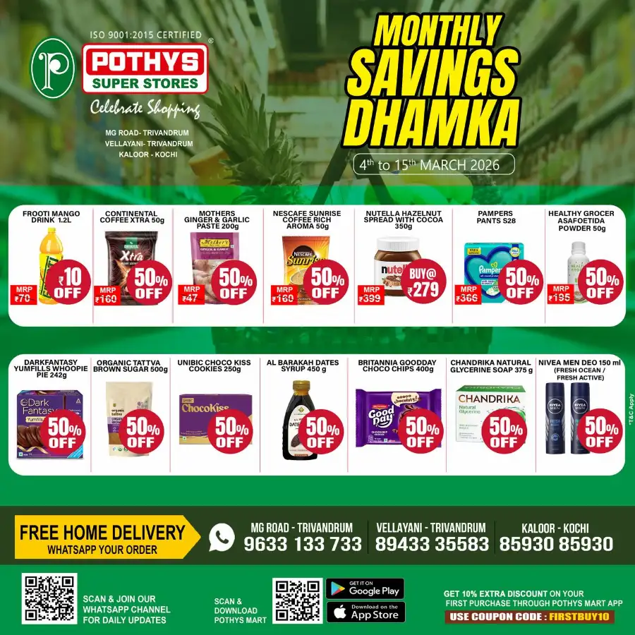 Monthly Savings Dhamka | Pothys Super Stores Trivandrum & Kochi | Ends 15th March
