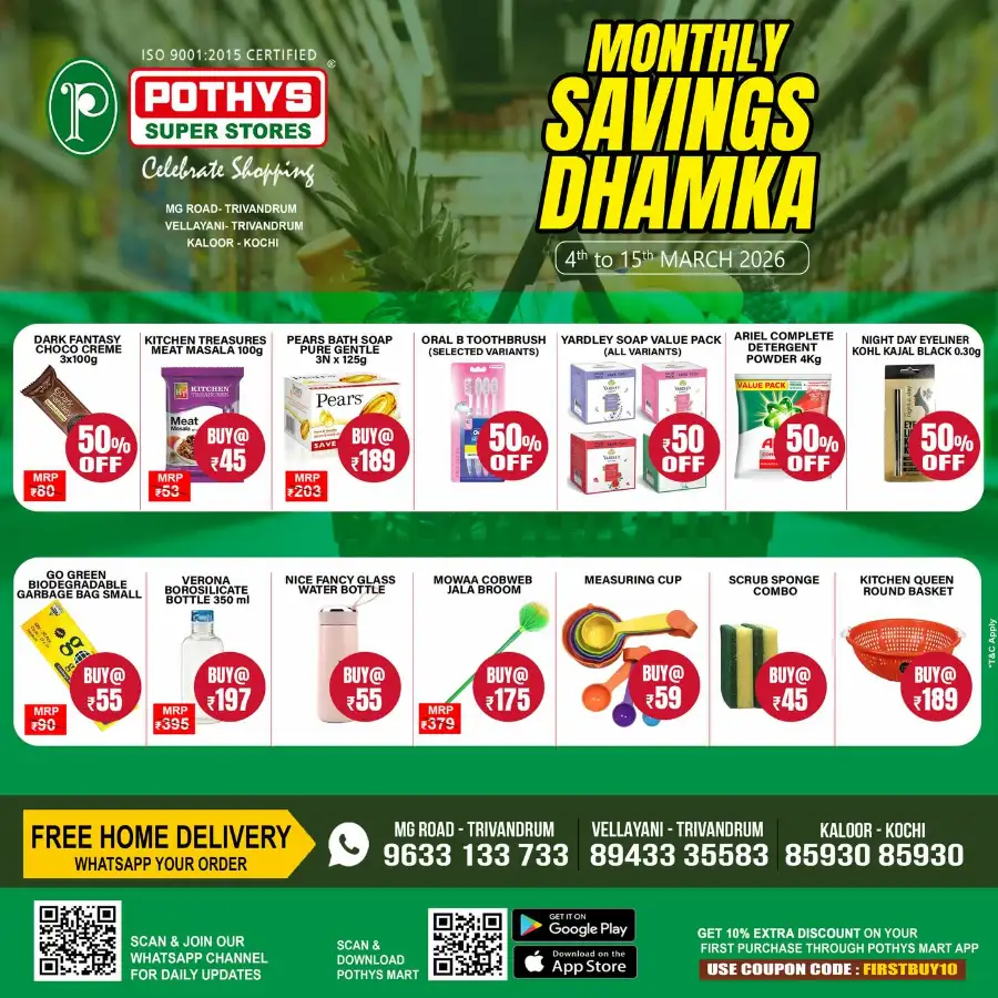 Monthly Savings Dhamka | Pothys Super Stores Trivandrum & Kochi | Ends 15th March