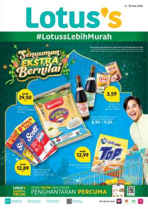 Lotus's Extra Value Offers | Lotus's Malaysia | Valid until 18 March In Lotus's Kuala Lumpur,Labuan,Putrajaya,Johor,Kedah,Kelantan,Malacca,Negeri Sembilan,Pahang,Penang,Perak,Perlis,Sabah,Sarawak,Selangor,Terengganu