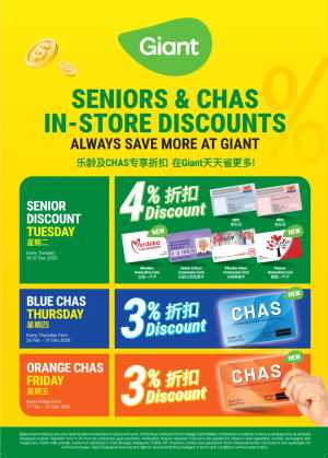 3% - 4% Senior & CHAS In-Store Discounts | Giant Singapore | Valid till 31 Dec 2026 In Giant Singapore