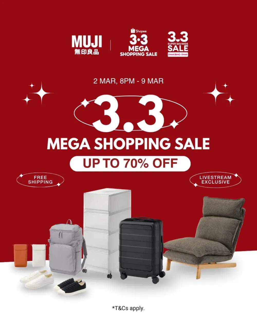 70% Off MUJI 3.3 Mega Sale | Shopee Singapore | Ends 9 Mar