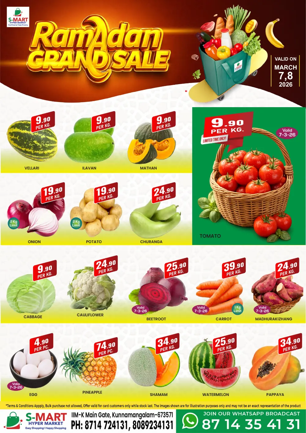 Ramadan Grand Sale | S-Mart Hypermarket Kunnamangalam | Valid till March 8, 2026