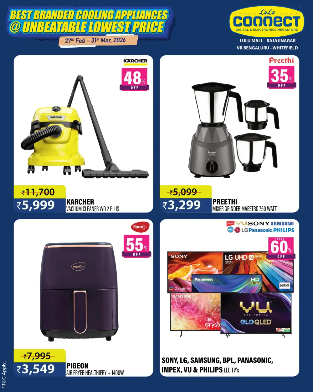 Cooling Sale: Up to 50% Off ACs & Fridges at LuLu Connect Bengaluru | Ends 31 Mar