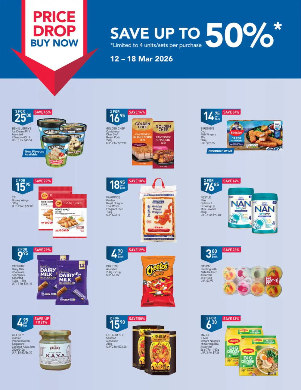 Weekly Deals: 50% Off Ben & Jerry’s, Seafood & Rice | FairPrice | Ends 18 Mar