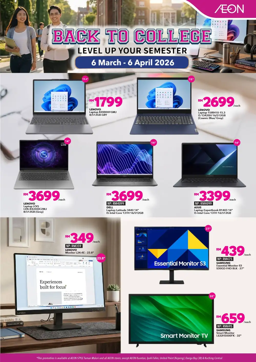 Back to College Laptop Offers | AEON Retail Malaysia | Ends 6 April