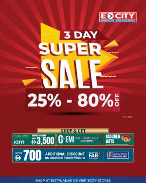 Ecity 3-Day Super Sale: 25%–80% Off Electronics | Shop at Ecity UAE In Ecity Electronics Dubai,Abu Dhabi,Sharjah / Ajman