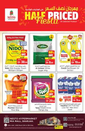 Nesto MIA Mall Sharjah Offers | Half Price Fiesta March 12-15 In Nesto Hypermarket Sharjah / Ajman