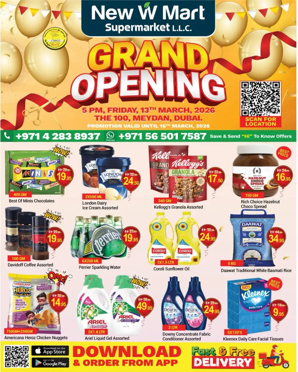 New W Mart Meydan Dubai Grand Opening Offers March 13 to 16