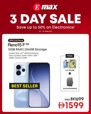 Emax UAE 3 Day Sale | OPPO Reno15 F 5G Offer | Ends Sunday In Emax Electronics Dubai,Abu Dhabi,Sharjah / Ajman,Al Ain,Fujairah,Ras al Khaimah