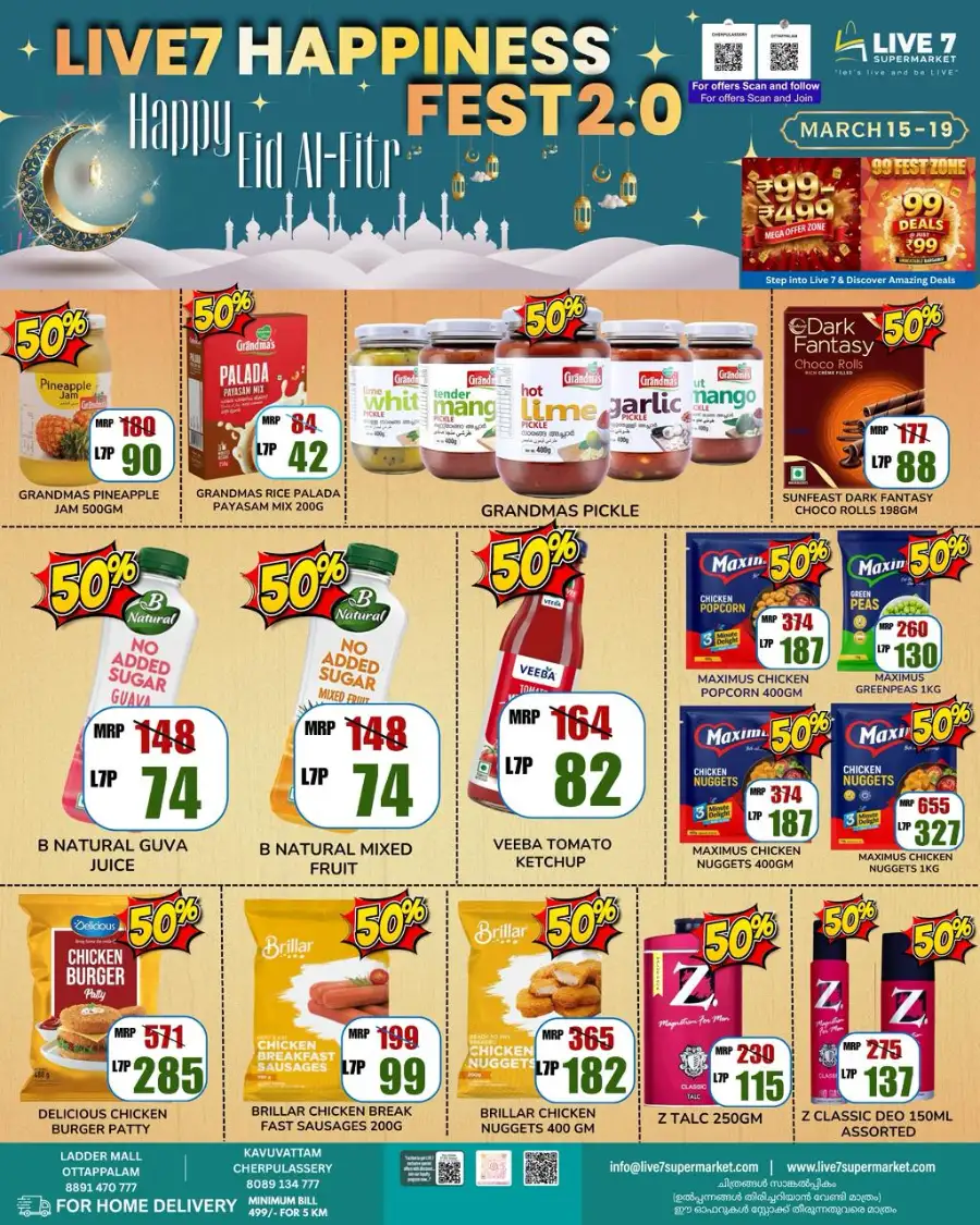 Live 7 Supermarket Ottapalam & Cherpulassery | 50% Off Eid Happiness Fest 2.0