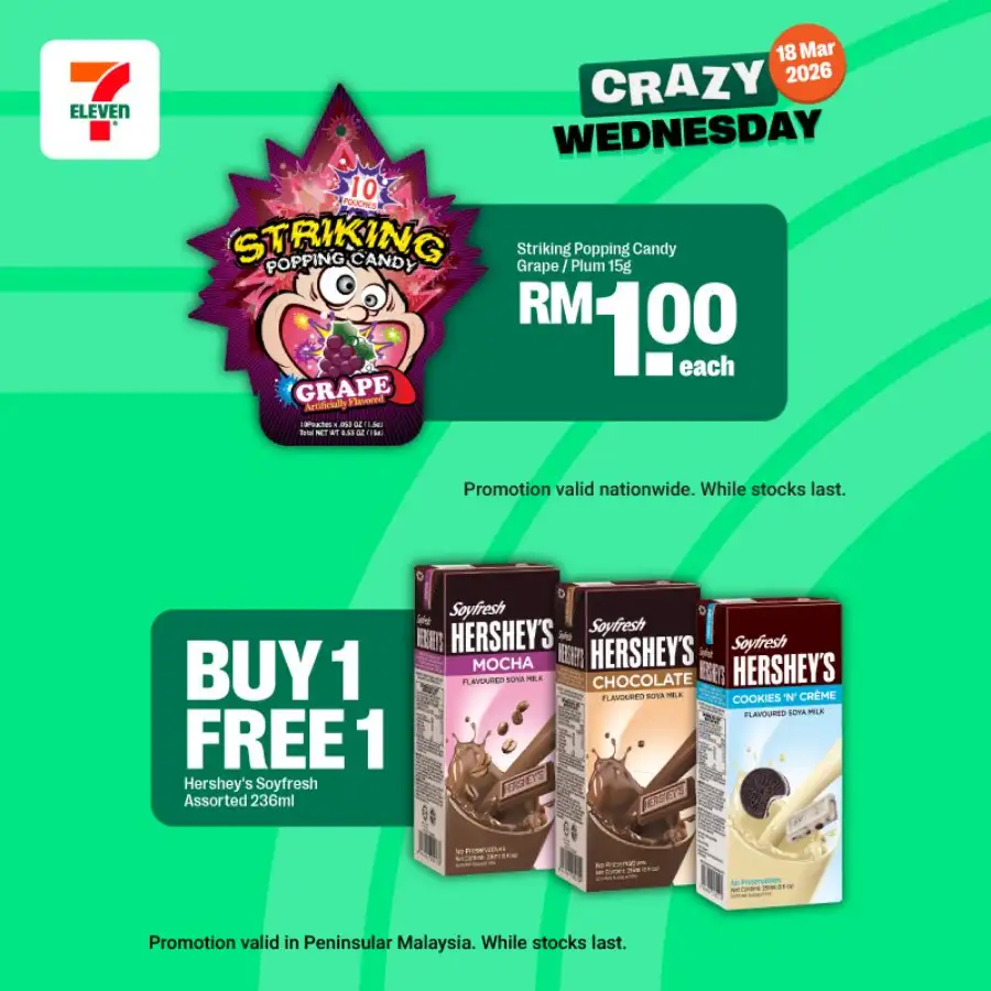 7-Eleven Malaysia Crazy Wednesday Weekly Promotion | Ends Wednesday