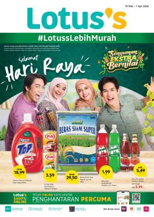 Lotus's Malaysia Hari Raya Sale | Ends April 1 In Lotus's Kuala Lumpur,Labuan,Putrajaya,Johor,Kedah,Kelantan,Malacca,Negeri Sembilan,Pahang,Penang,Perak,Perlis,Sabah,Sarawak,Selangor,Terengganu
