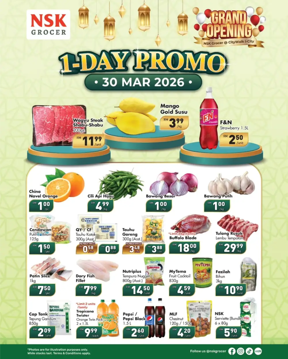 NSK Grocer i-City Grand Opening | RM1 Deals - 28 Mar