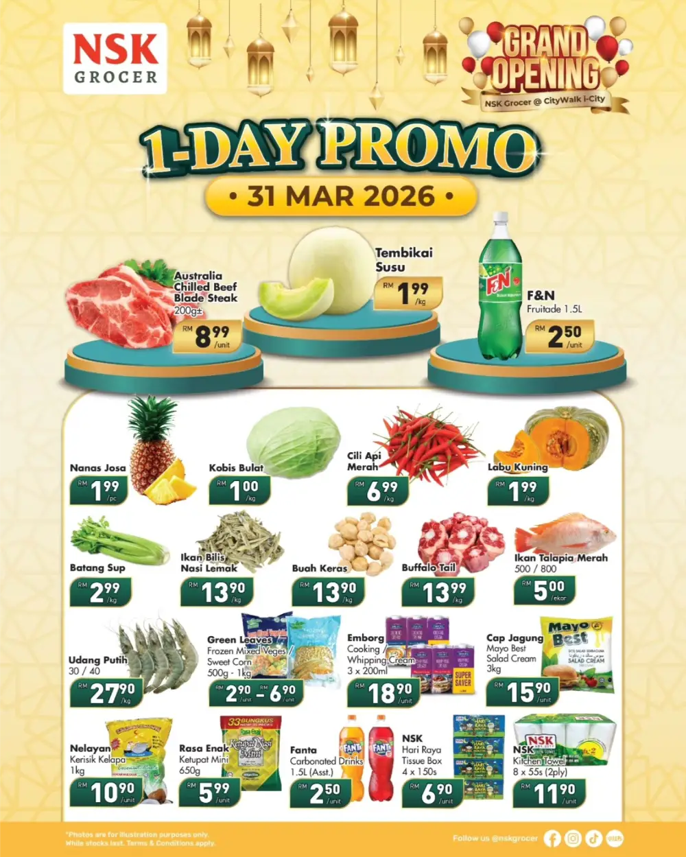 NSK Grocer i-City Grand Opening | RM1 Deals - 28 Mar