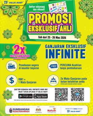 TF Value-Mart Malaysia Infinite Member Promo | Ends 26 Mar In TF Value Mart Kuala Lumpur,Labuan,Putrajaya,Johor,Kedah,Kelantan,Malacca,Negeri Sembilan,Pahang,Penang,Perak,Perlis,Sabah,Sarawak,Selangor,Terengganu