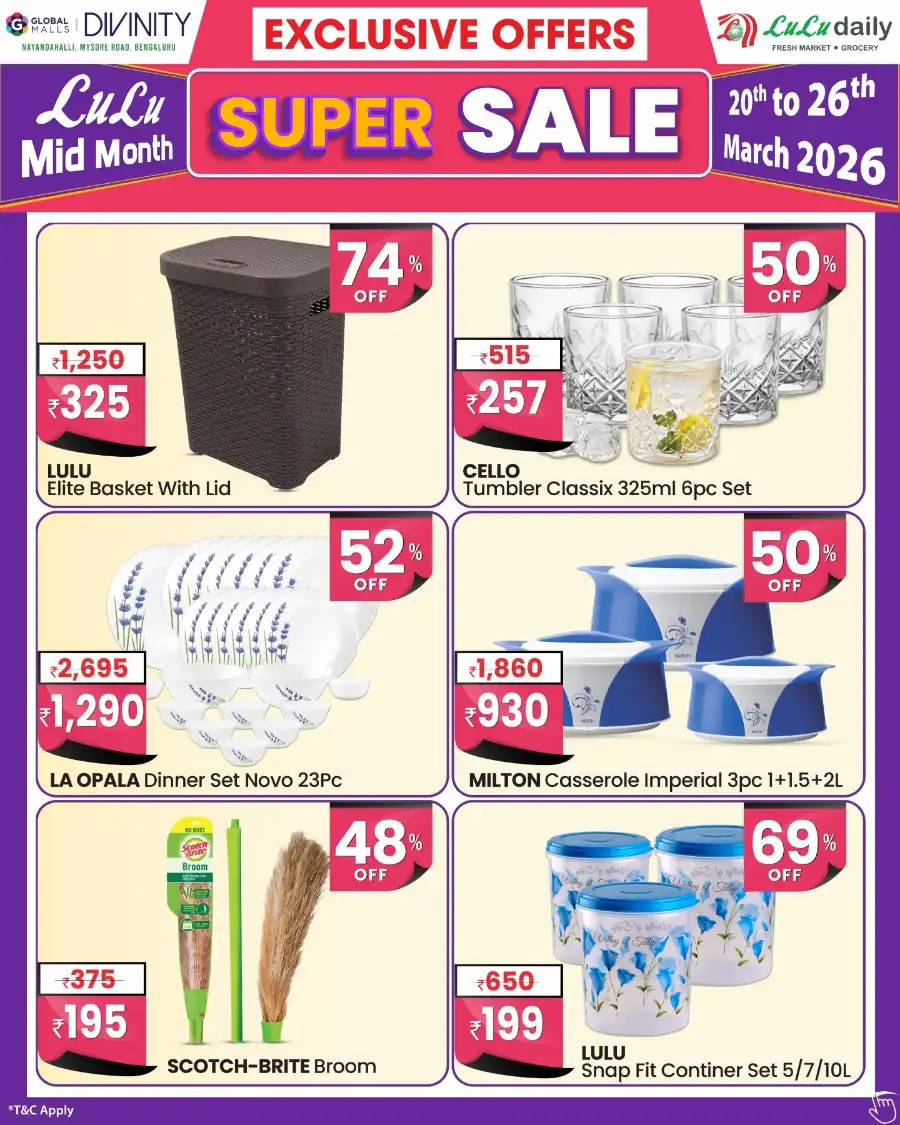 Lulu Daily Bengaluru Mid-Month Super Sale | Ends 26 Mar