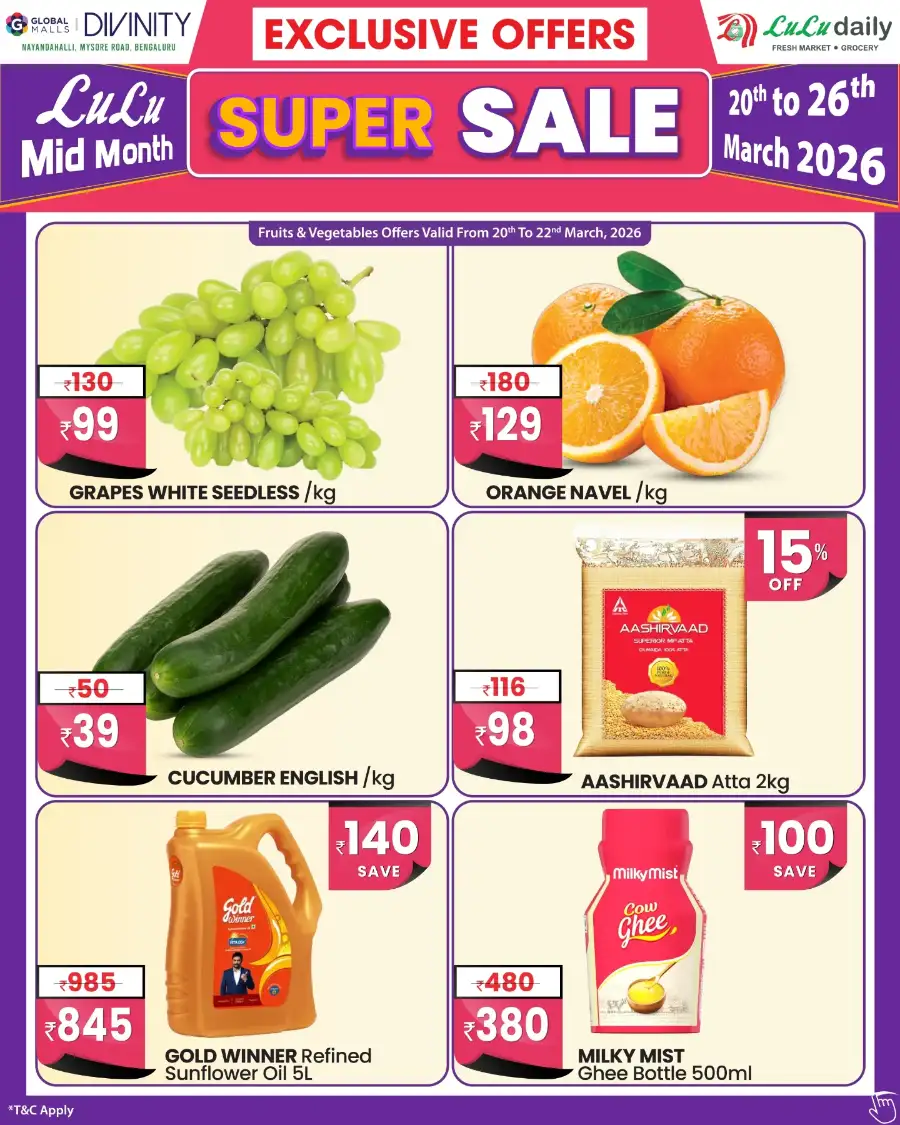 Lulu Daily Bengaluru Mid-Month Super Sale | Ends 26 Mar
